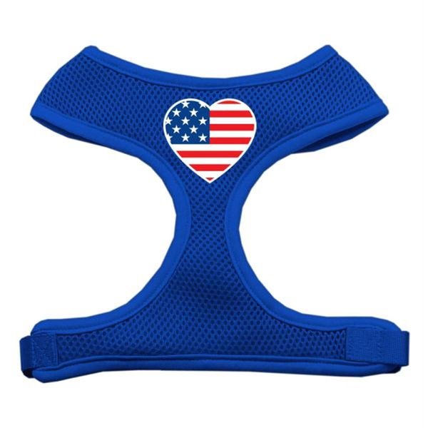 Unconditional Love Heart Flag USA Screen Print Soft Mesh Harness Blue Extra Large UN760964